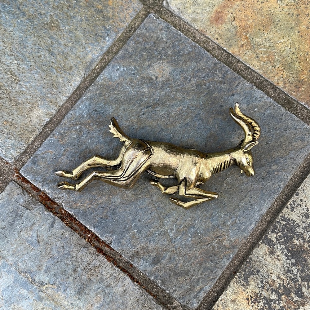 Vintage Gold Tone Stag Brooch